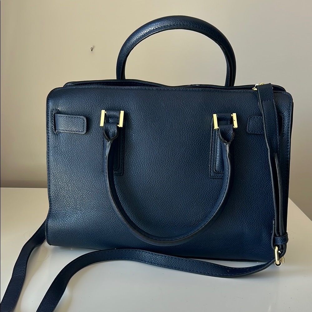 Elegant Navy Blue Top Handle Handbag